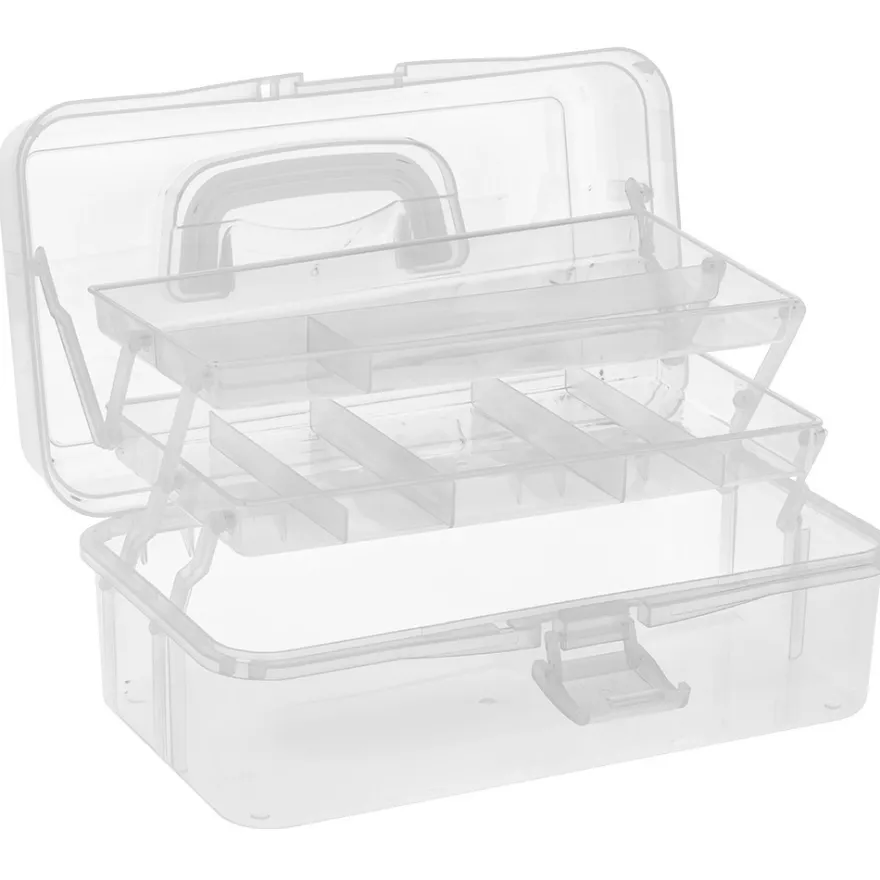 Mehrzweck-Aufbewahrungsbox, 32,8cm x 20cm x 14,5cm, transparent, aufklappbar