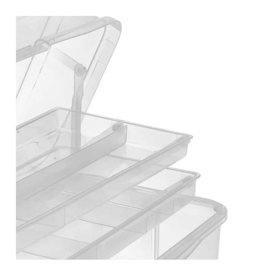 Mehrzweck-Aufbewahrungsbox, 32,8cm x 20cm x 14,5cm, transparent, aufklappbar