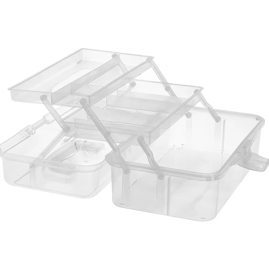 Mehrzweck-Aufbewahrungsbox, 32,8cm x 20cm x 14,5cm, transparent, aufklappbar