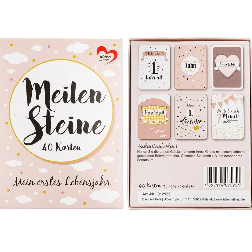 Meilensteinkarten, 10,5cm x 14,8cm, rosa, 40 Karten