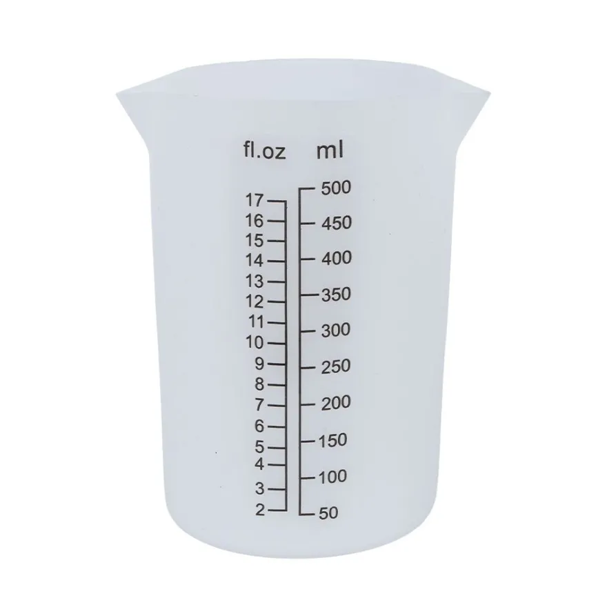Messbecher, Silikon, 500ml, versch. Maßeinheiten, weiß-transluzent, lebensmittelecht