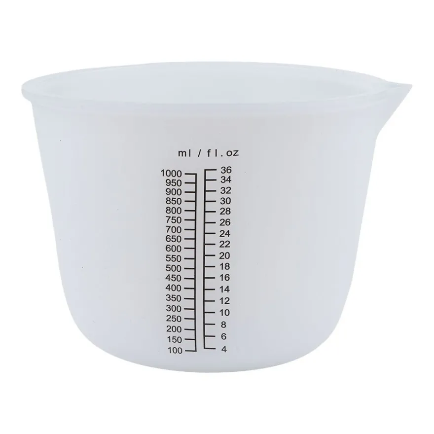 Messbecher, Silikon, 1000ml, versch. Maßeinheiten, weiß-transluzent, lebensmittelecht