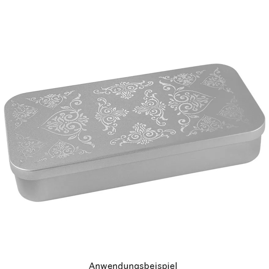 Metall-Boxen, 20,3cm x 10,3cm x 3,5cm, mit Scharnierdeckel, 3 Stück