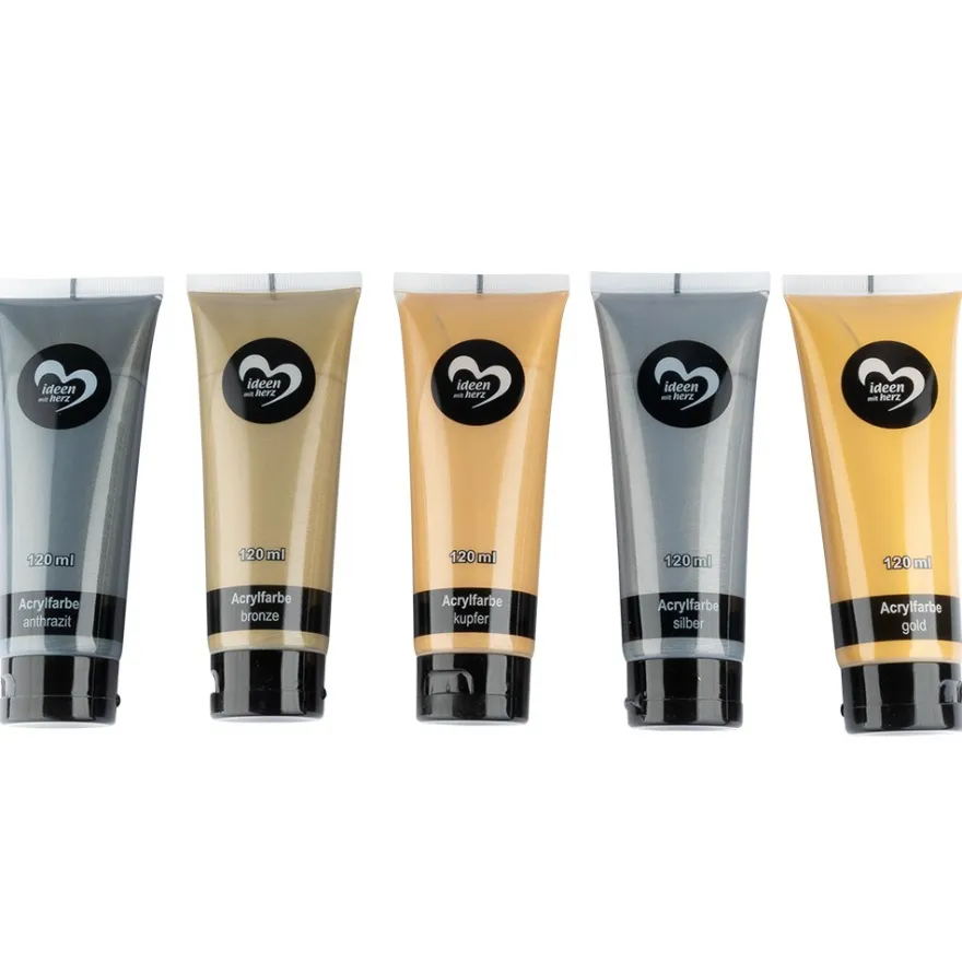 Metallic-Acrylfarben, verschiedene Farben à 120ml, 5 Stück