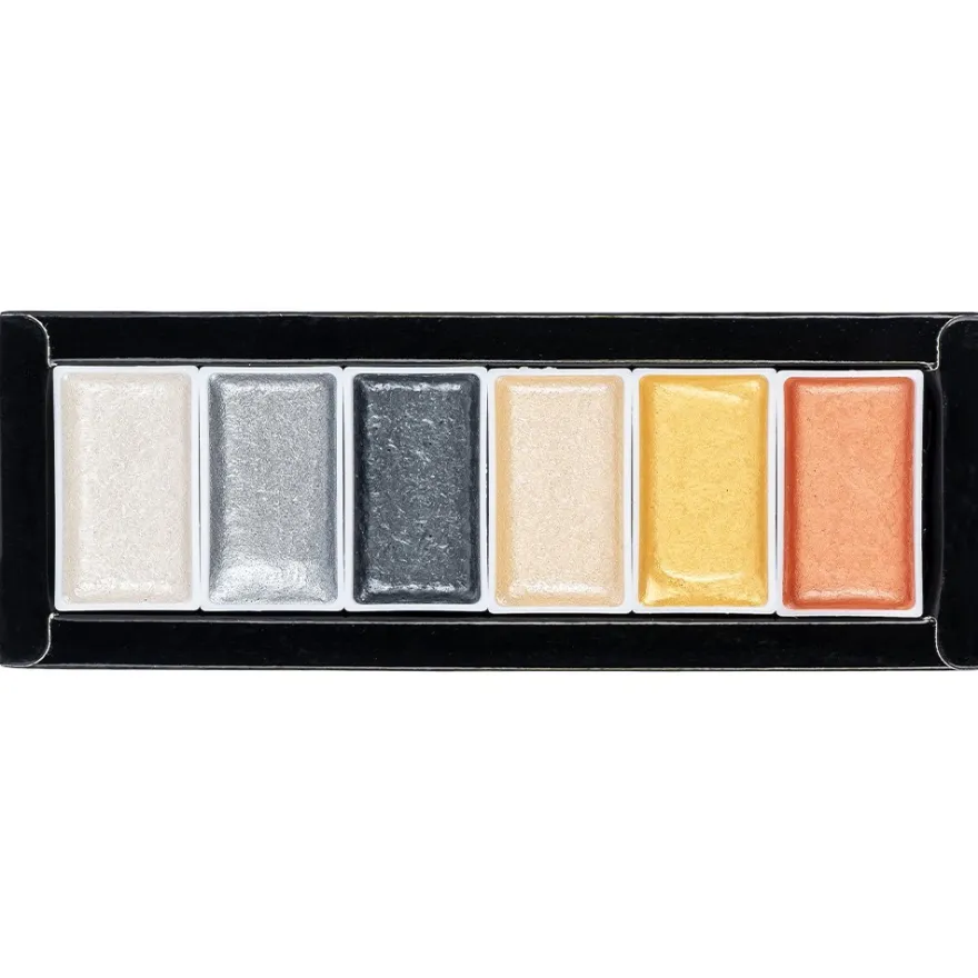 Metallic-Aquarellfarben, Sortierung 2, 6 verschiedene Farben
