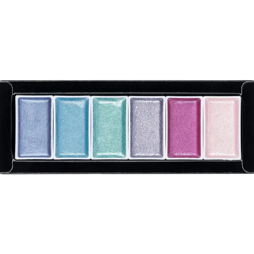 Metallic-Aquarellfarben, Sortierung 1, 6 verschiedene Farben