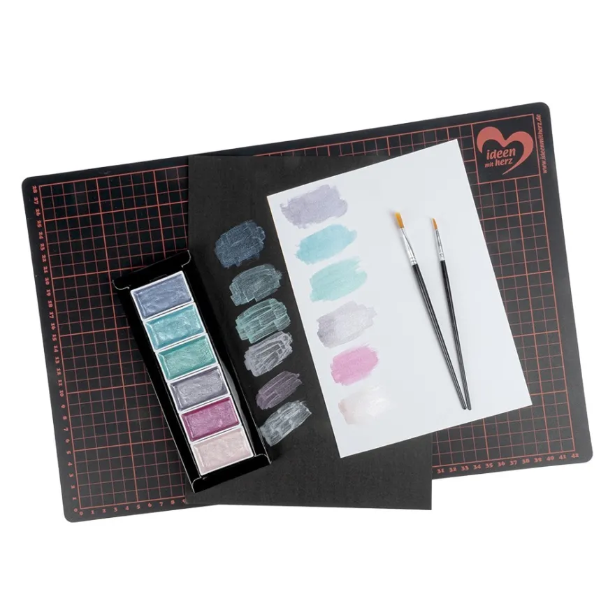 Metallic-Aquarellfarben, Sortierung 1, 6 verschiedene Farben