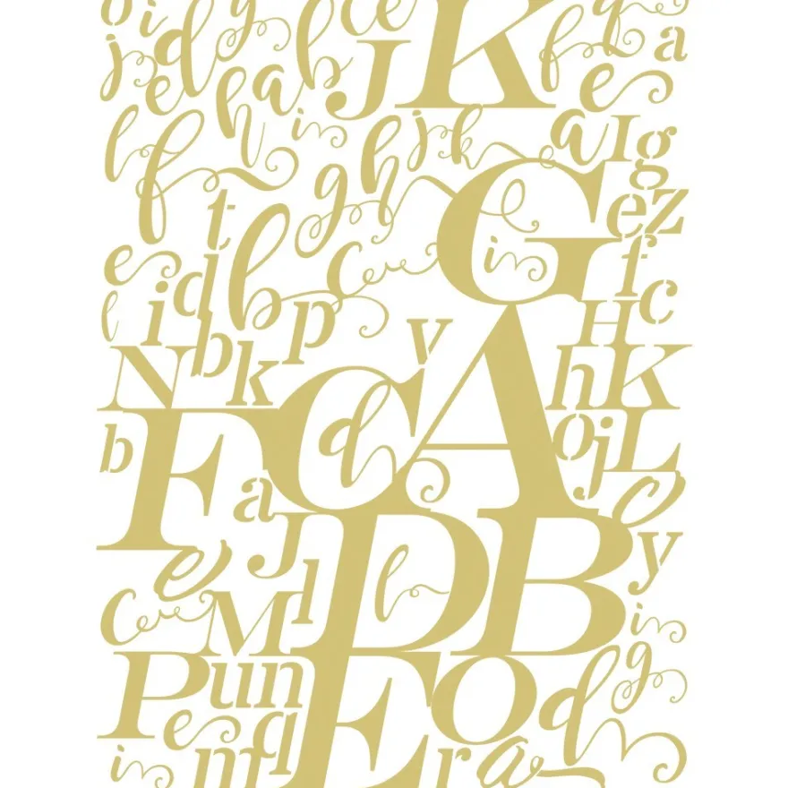 Metallic-Bügeltransfer, Hintergrund, Buchstaben, 25cm x 34cm, gold glänzend