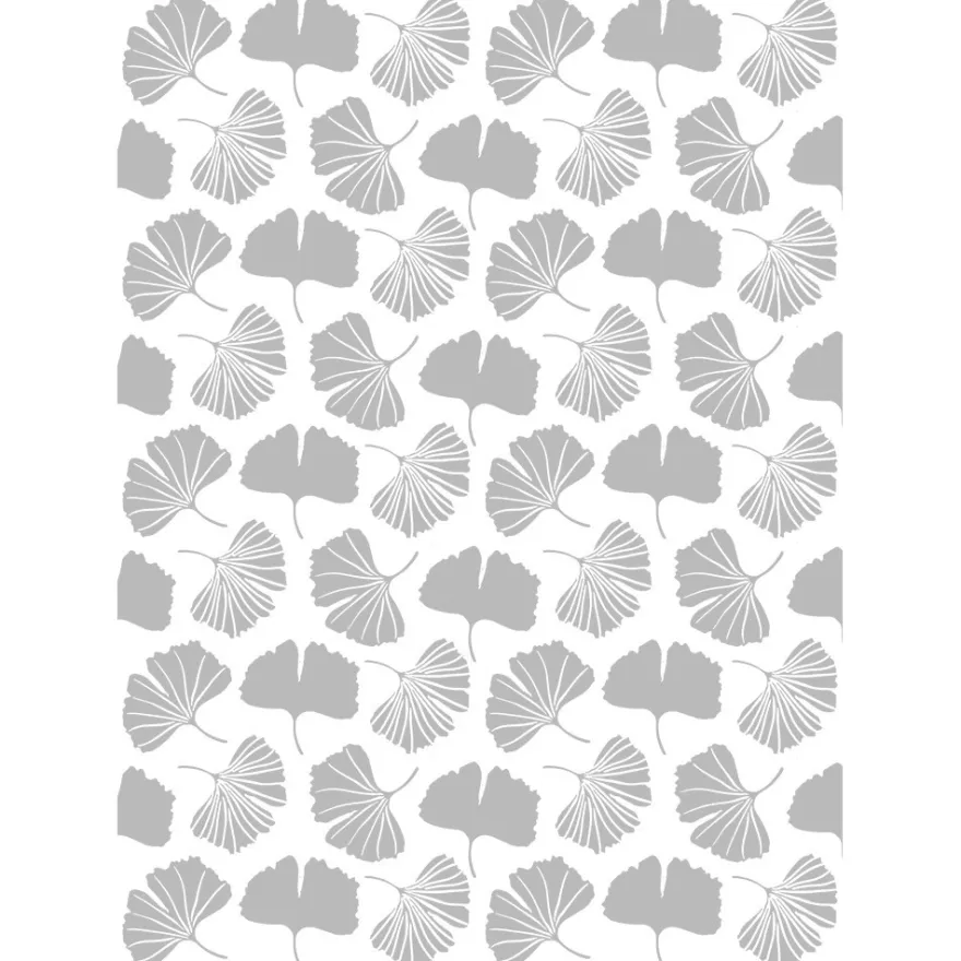 Metallic-Bügeltransfer, Hintergrund, Gingkoblätter, 25cm x 34cm, silber glänzend