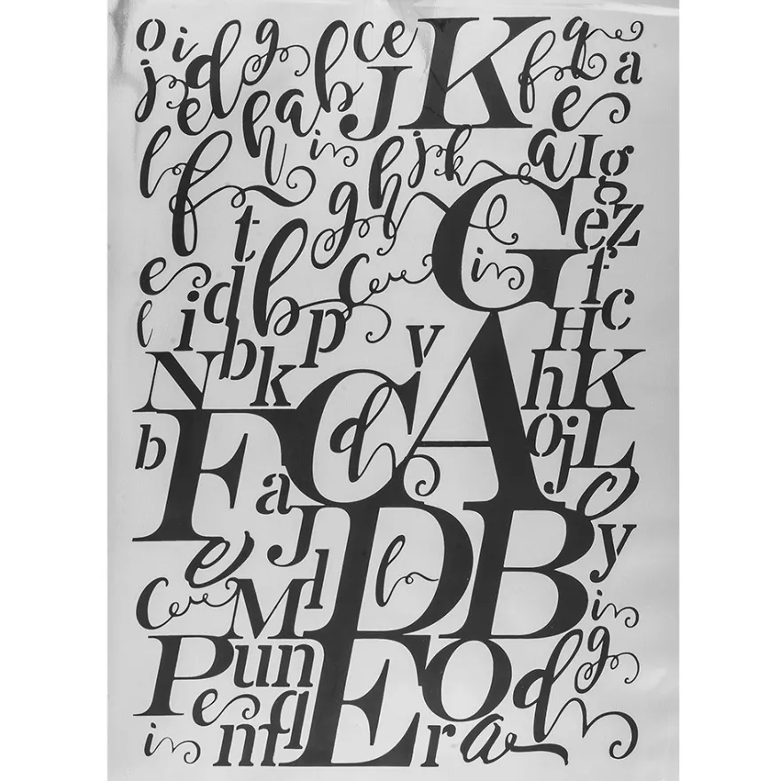 Metallic-Bügeltransfer, Hintergrund, Buchstaben, 25cm x 34cm, silber glänzend