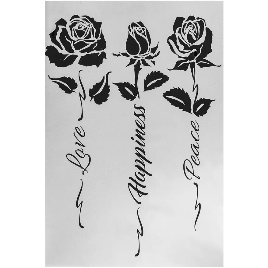 Metallic-Bügeltransfers, Rosen 4, DIN A4, silber glänzend