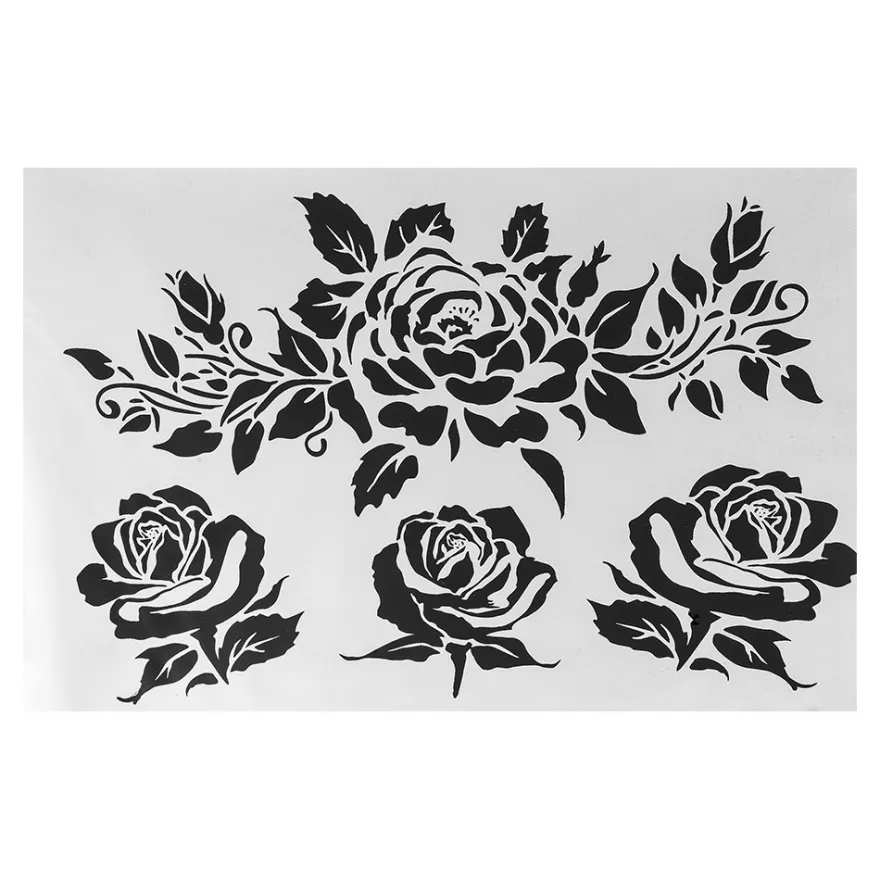 Metallic-Bügeltransfers, Rosen 6, DIN A4, silber glänzend