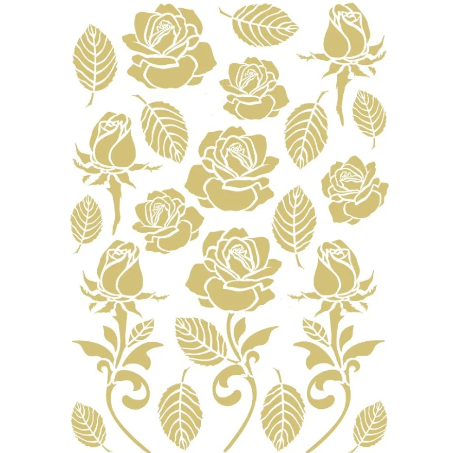 Metallic-Bügeltransfers, Rosen & Blätter, DIN A4, gold glänzend