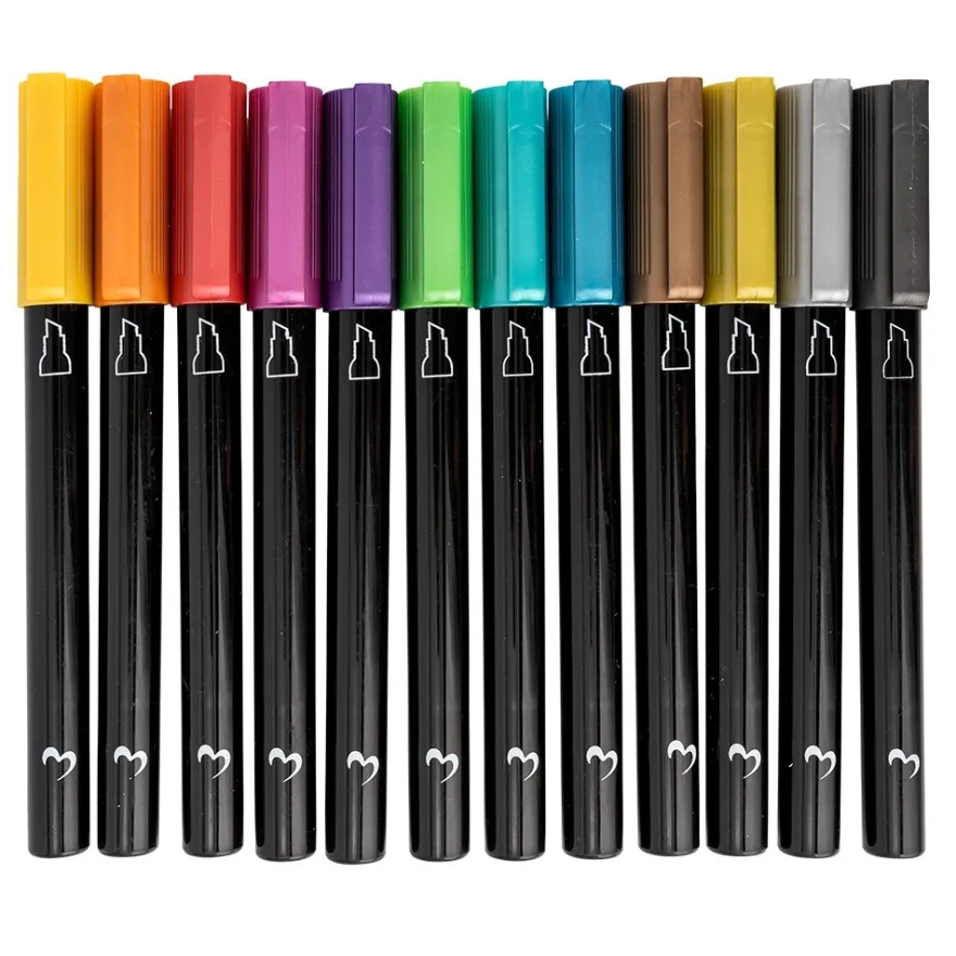 Metallic-Marker mit Keilspitze, brillante Farben mit metallischem Schimmer, 12 Stück