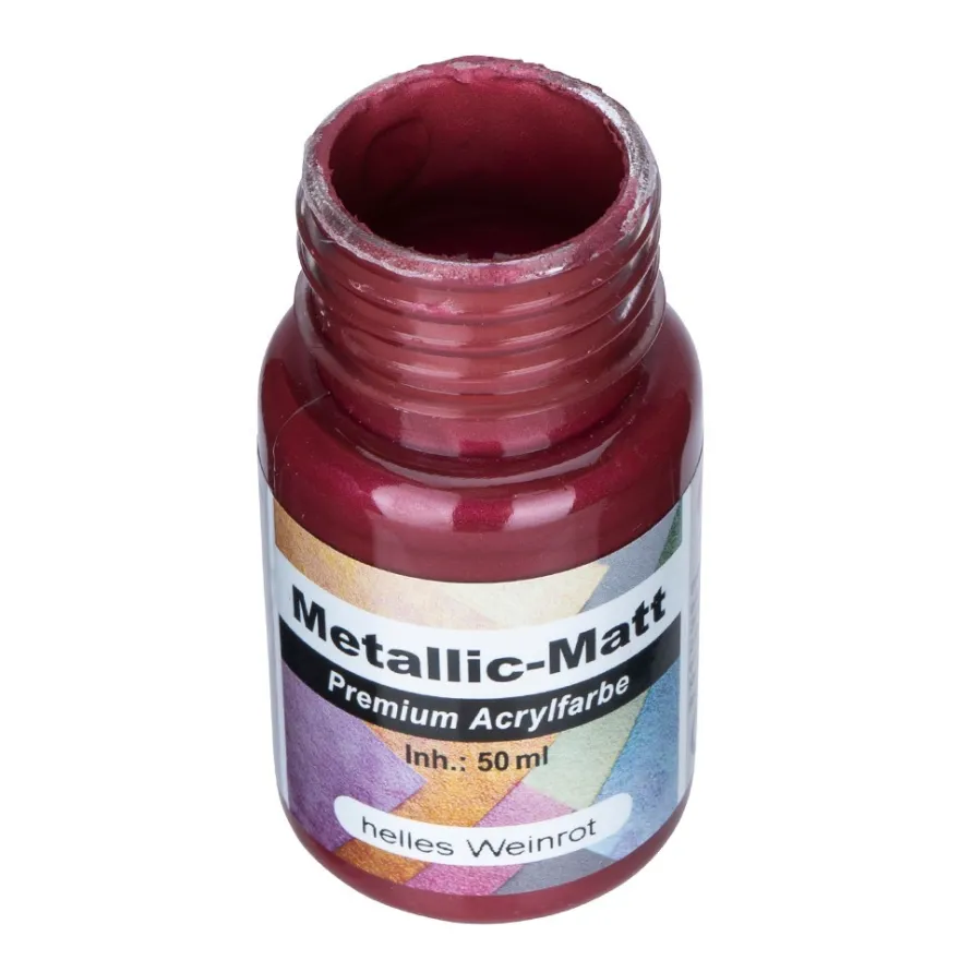Metallic-Matt, Premium Acrylfarbe, helles Weinrot, 50ml