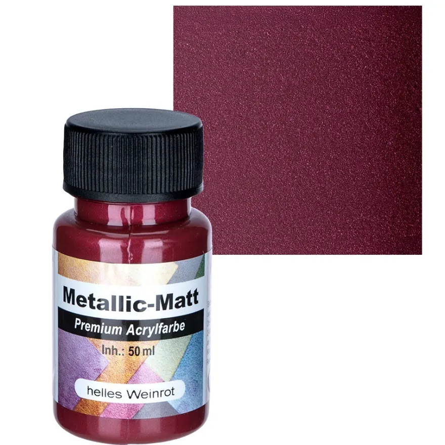 Metallic-Matt, Premium Acrylfarbe, helles Weinrot, 50ml