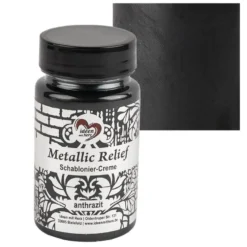 Metallic Relief, Schablonier-Creme, anthrazit, 90ml
