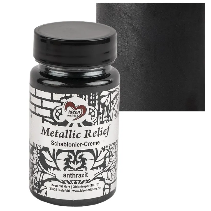 Metallic Relief, Schablonier-Creme, anthrazit, 90ml
