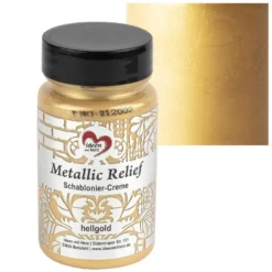 Metallic Relief, Schablonier-Creme, hellgold, 90ml