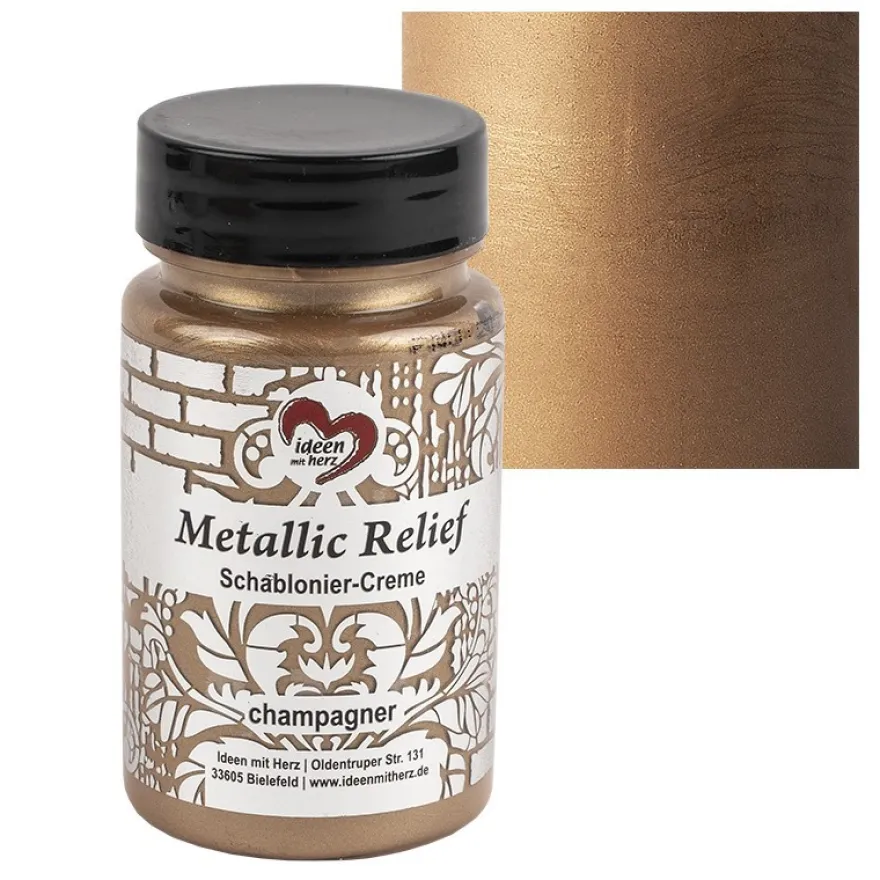 Metallic Relief, Schablonier-Creme, champagner, 90ml