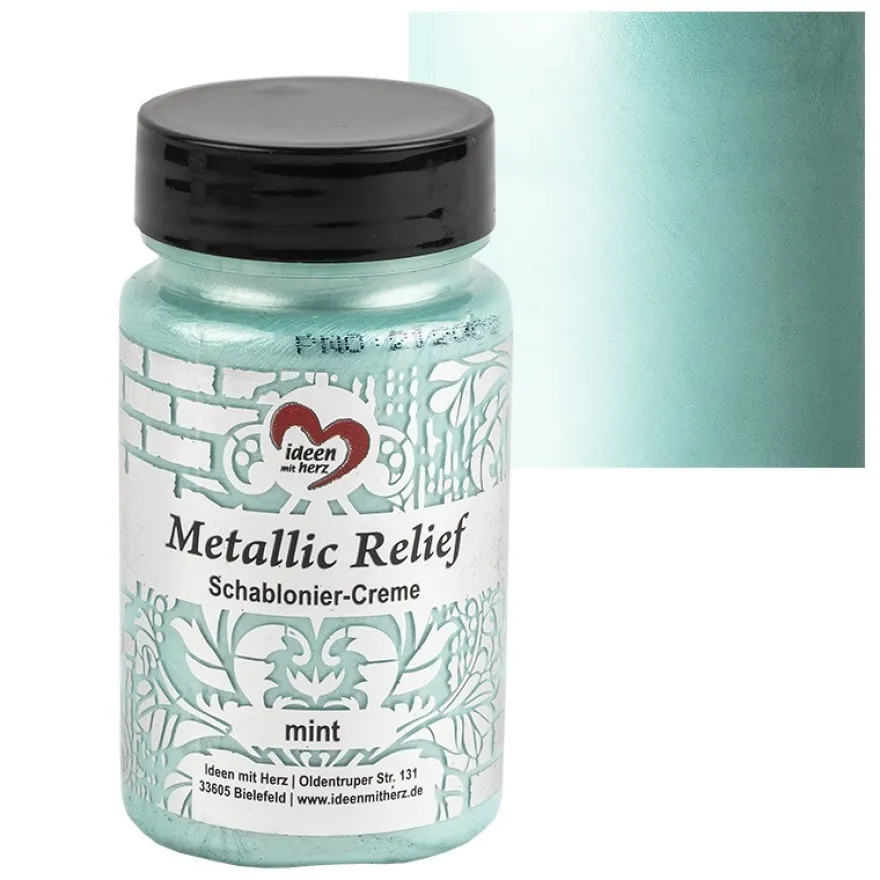 Metallic Relief, Schablonier-Creme, mint, 90ml