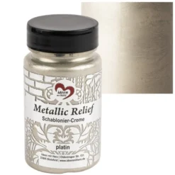 Metallic Relief, Schablonier-Creme, platin, 90ml