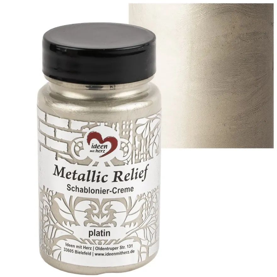 Metallic Relief, Schablonier-Creme, platin, 90ml
