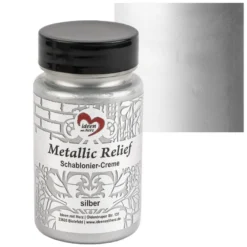 Metallic Relief, Schablonier-Creme, silber, 90ml