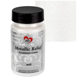 Metallic Relief, Schablonier-Creme, weiß, 90ml