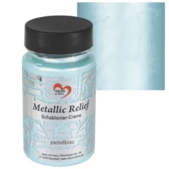 Metallic Relief, Schablonier-Creme, pastellblau, 90ml