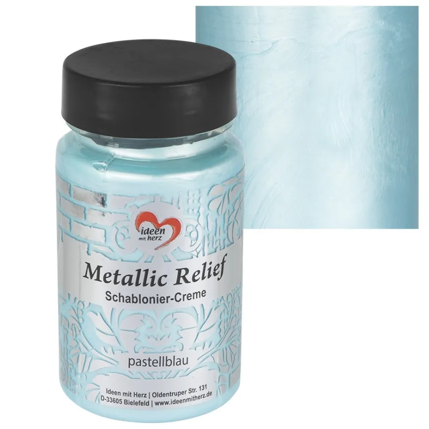 Metallic Relief, Schablonier-Creme, pastellblau, 90ml