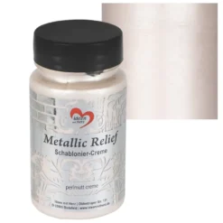 Metallic Relief, Schablonier-Creme, perlmutt creme, 90ml