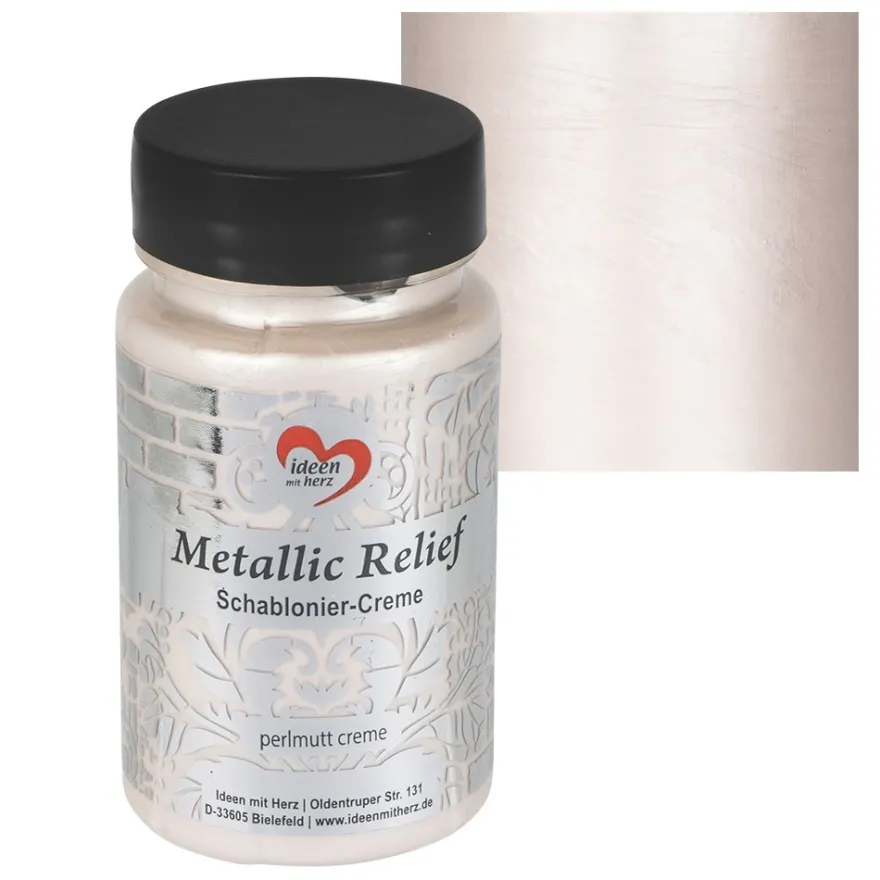 Metallic Relief, Schablonier-Creme, perlmutt creme, 90ml