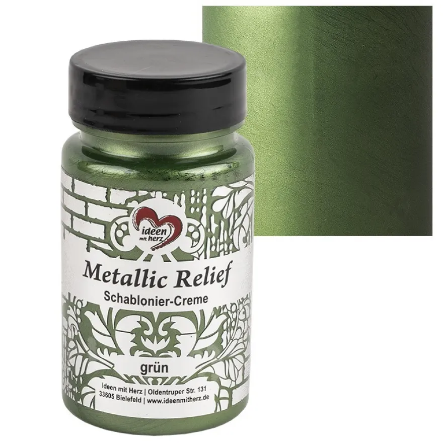 Metallic Relief, Schablonier-Creme, grün, 90ml