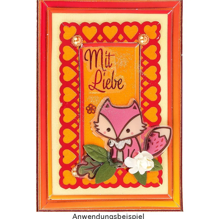 Metallic-Relief-Sticker, Füchse 2, 17,5cm x 17,5cm