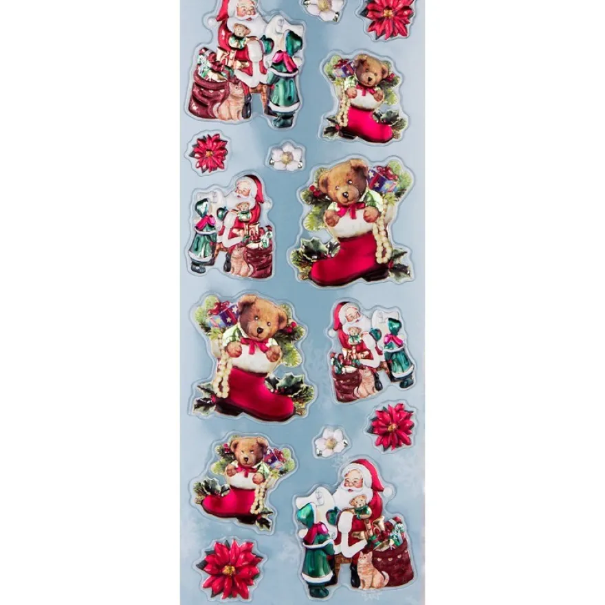 Metallic-Relief-Sticker, Weihnachten, 12,5 x 30,5 cm