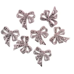 Metallic-Schmucksteine, Schleife, rosa, 4,5cm x 4,5cm, 7 Stück