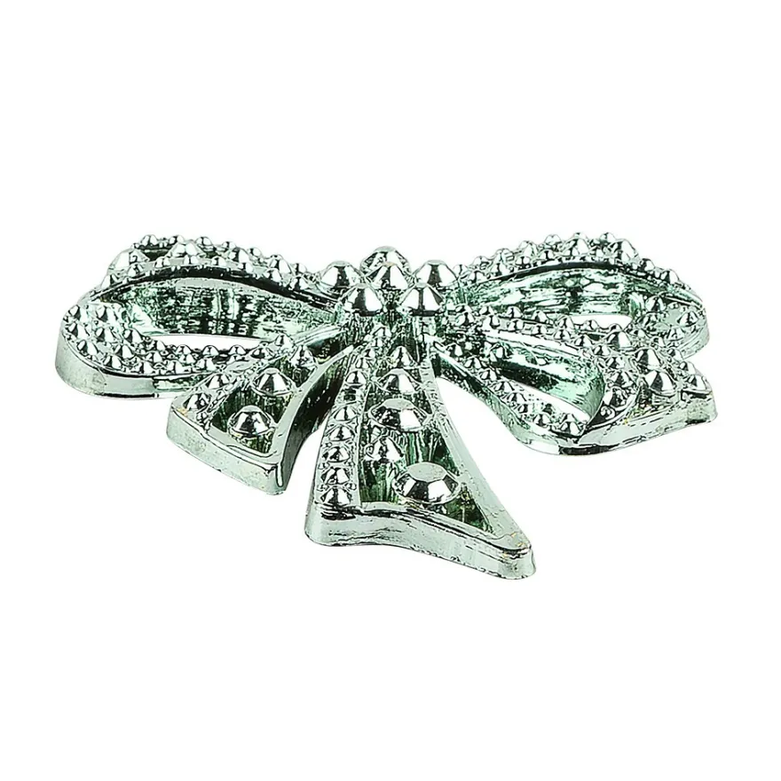 Metallic-Schmucksteine, Schleife, petrol, 4,5cm x 4,5cm, 7 Stück