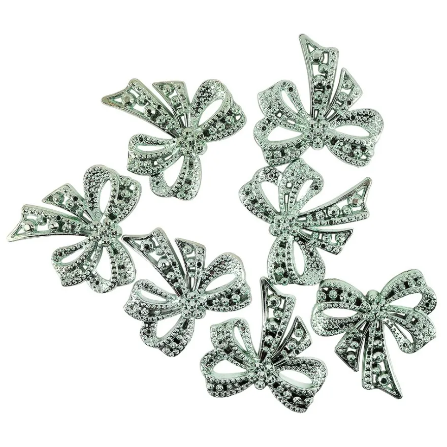 Metallic-Schmucksteine, Schleife, petrol, 4,5cm x 4,5cm, 7 Stück