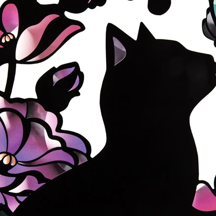 Metallic-Sticker, Katze, mit spiegelndem Metallic-Effekt, 30 x 21cm