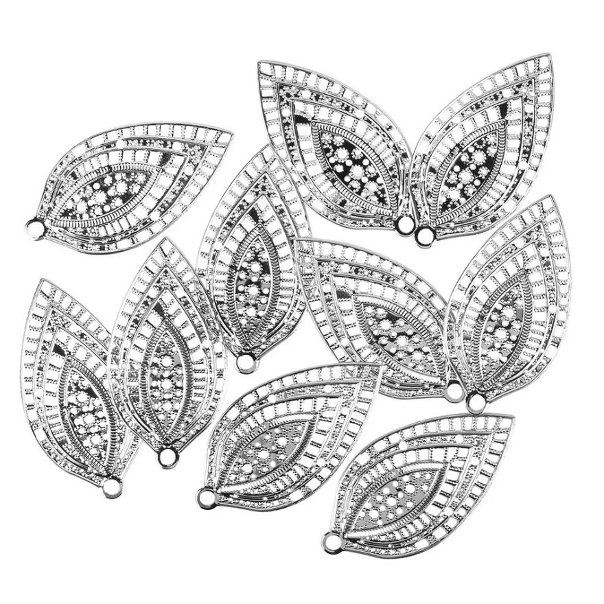 Metall-Ornamente, Blatt 4, 6,5cm x 3,5cm, silber, 10 Stück