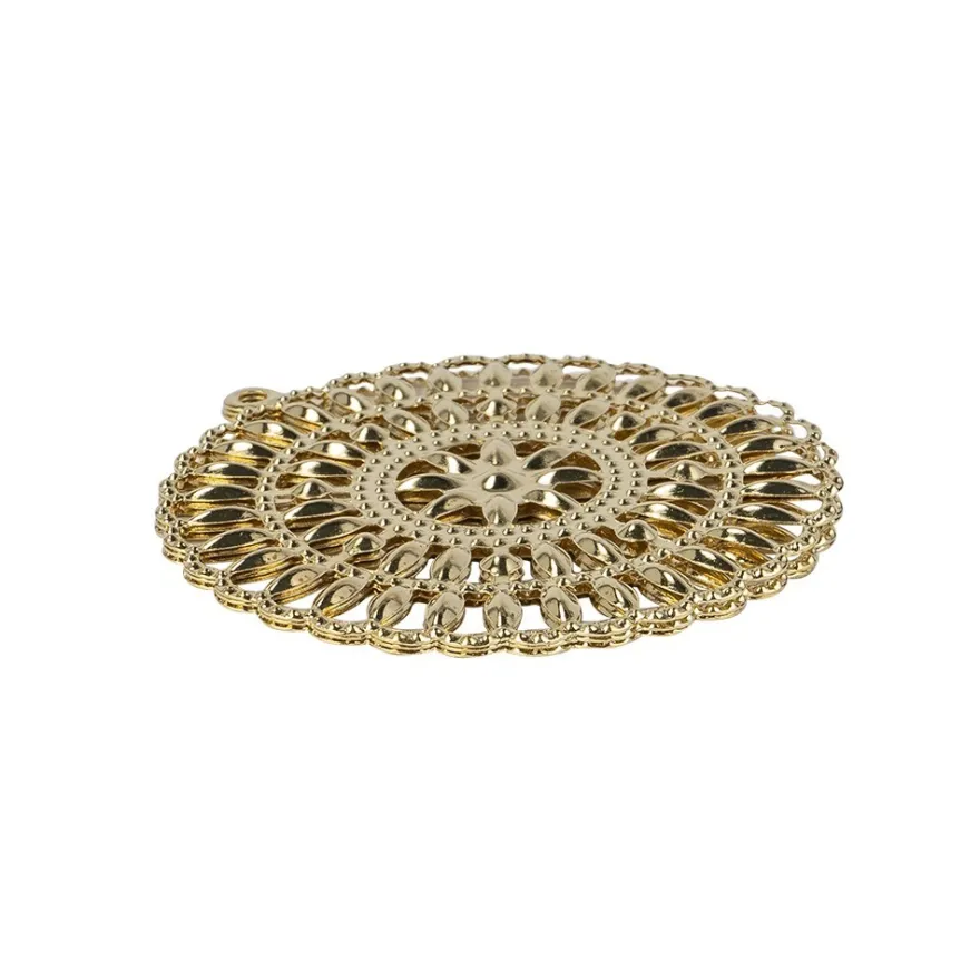 Metall-Ornamente, Design 38, Ø 5,5cm, hellgold, 3 Stück