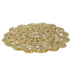 Metall-Ornamente, Design 34, Ø 8,1cm, hellgold, 3 Stück