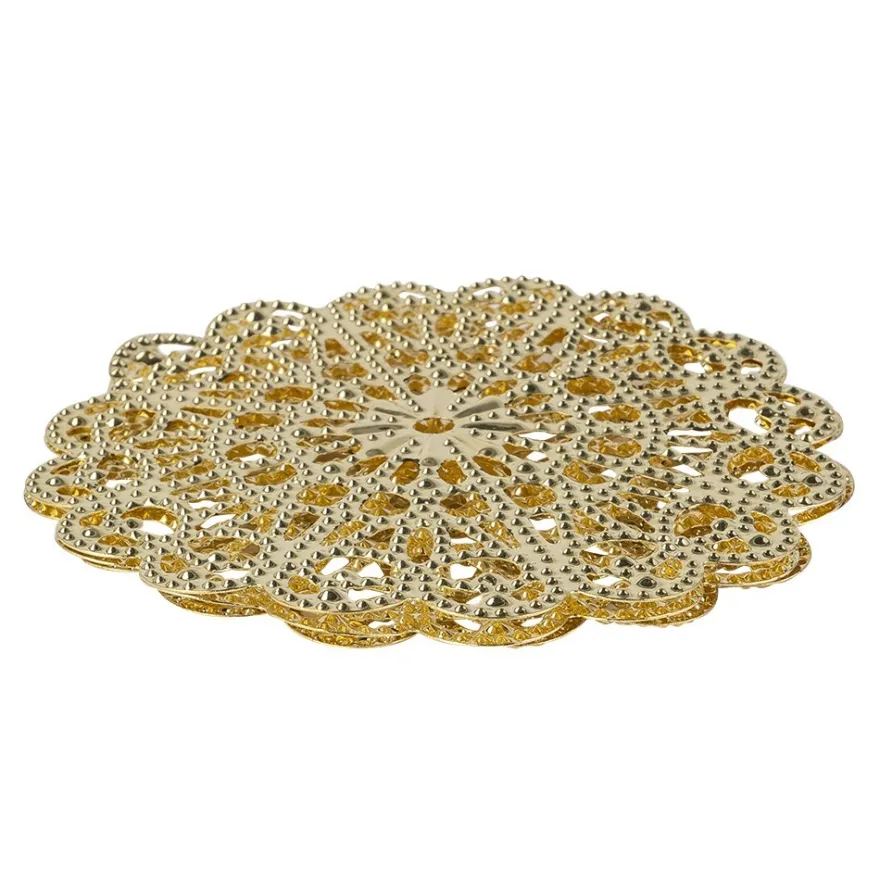 Metall-Ornamente, Design 34, Ø 8,1cm, hellgold, 3 Stück