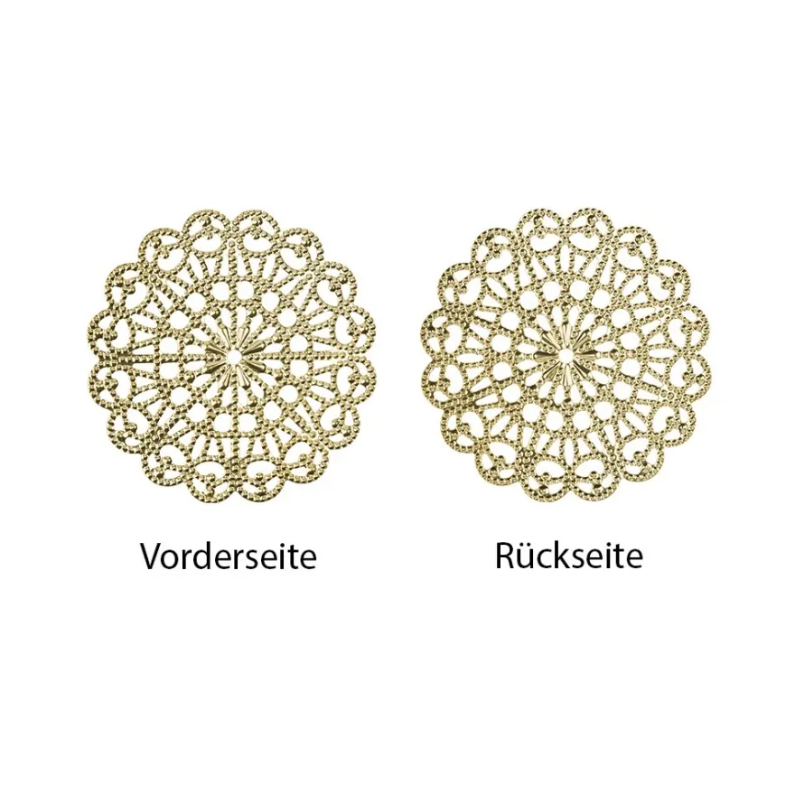 Metall-Ornamente, Design 34, Ø 8,1cm, hellgold, 3 Stück