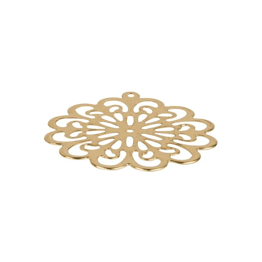 Metall-Ornamente, Design 39, Ø 6,1cm, hellgold, 4 Stück