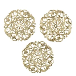 Metall-Ornamente, Design 35, Ø 8cm, hellgold, 3 Stück