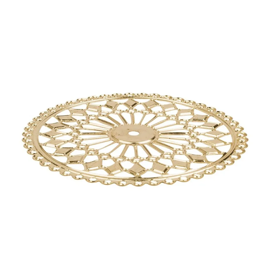 Metall-Ornamente, Design 37, Ø 8cm, hellgold, 3 Stück
