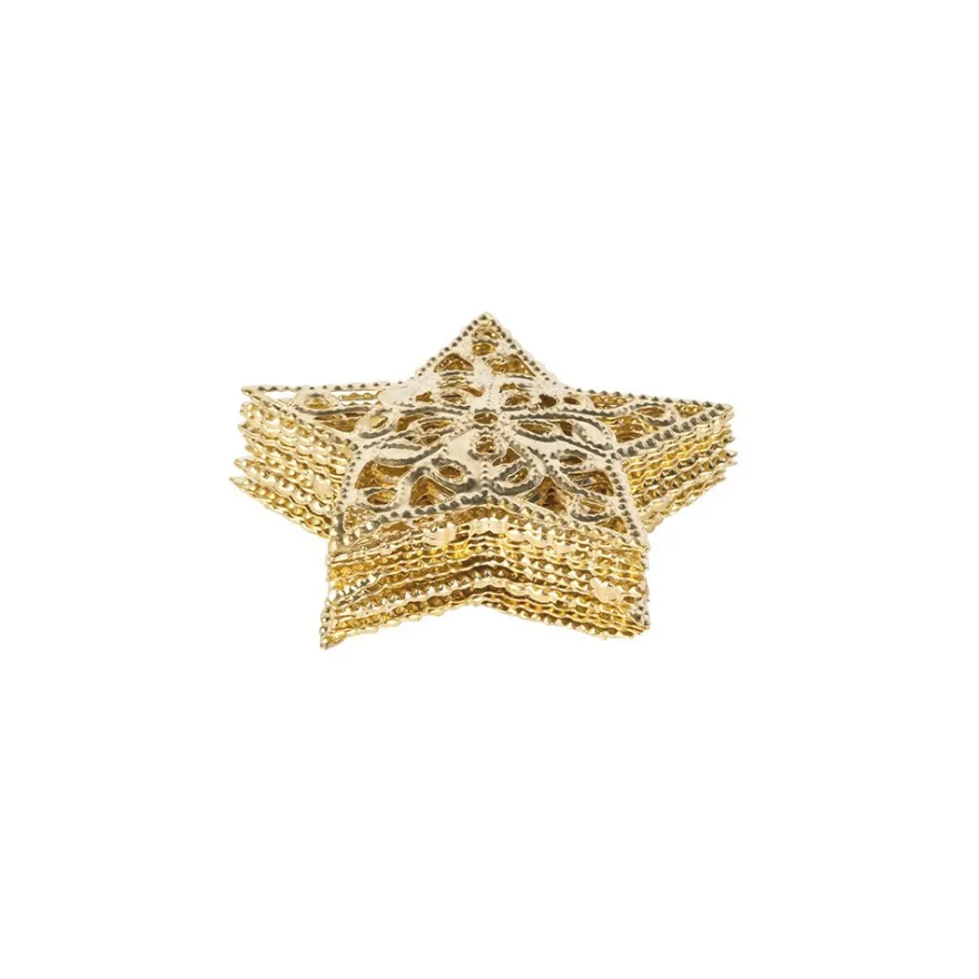 Metall-Ornamente, Design 47, Ø 3,5cm, hellgold, 12 Stück