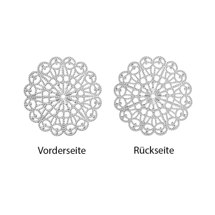 Metall-Ornamente, Design 34, Ø 8,1cm, silber, 3 Stück